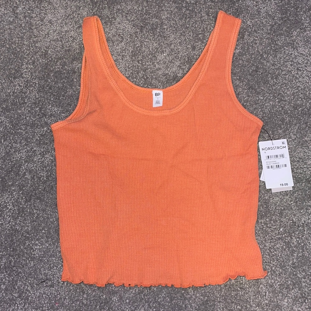 nordstrom bp rust amber tank top w ruffled ends